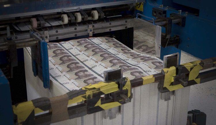 Tryck av svenska sedlar. Foto: Riksbanken.