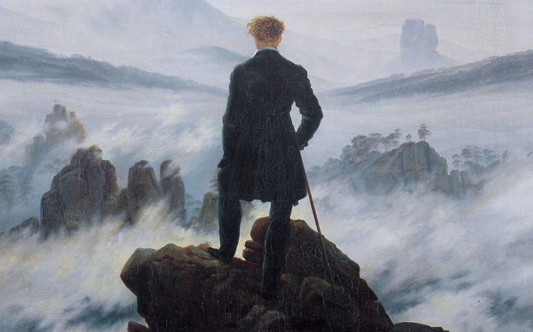 Vandraren över dimhavet. Oljemålning av Caspar David Friedrich ca. 1818.
