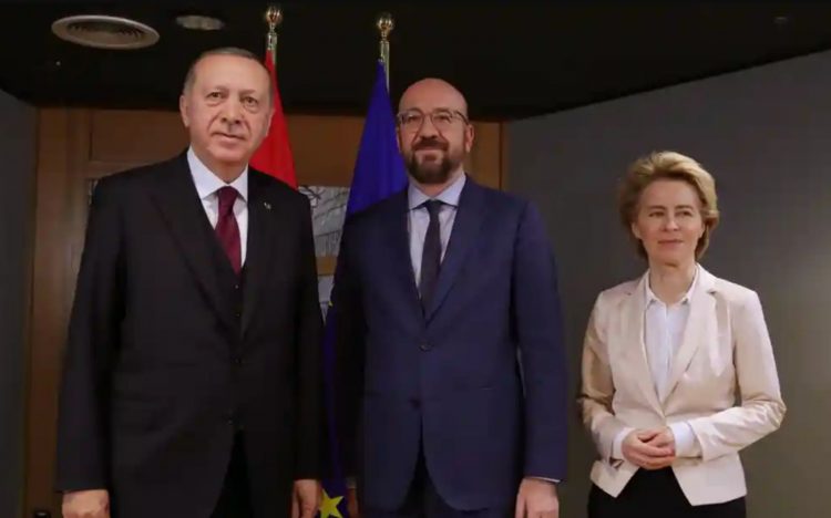 Recep Tayyip Erdoğan träffade EU-topparna Charles Michel och Ursula von der Leyen i Bryssel.
