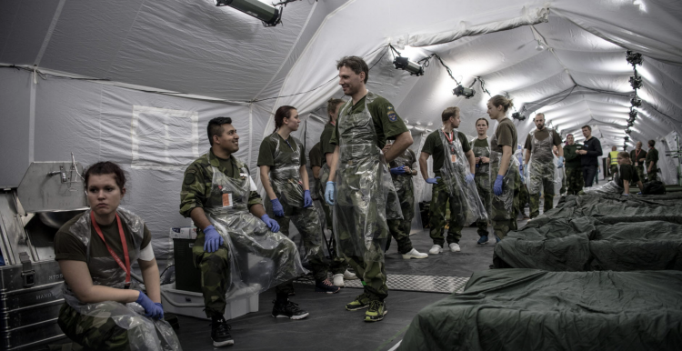 Arkivbild från ett fältsjukhus som användes under övningen Aurora 17. Foto: Jimmy Croona/Försvarsmakten.