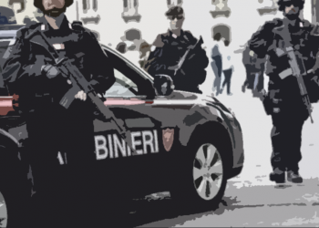 Beväpnat gendarmeri skyddar matbutiker på Sicilien